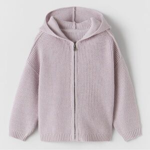 Zara Kids Waffle Knit Zip Hooded Sweater 18-24M